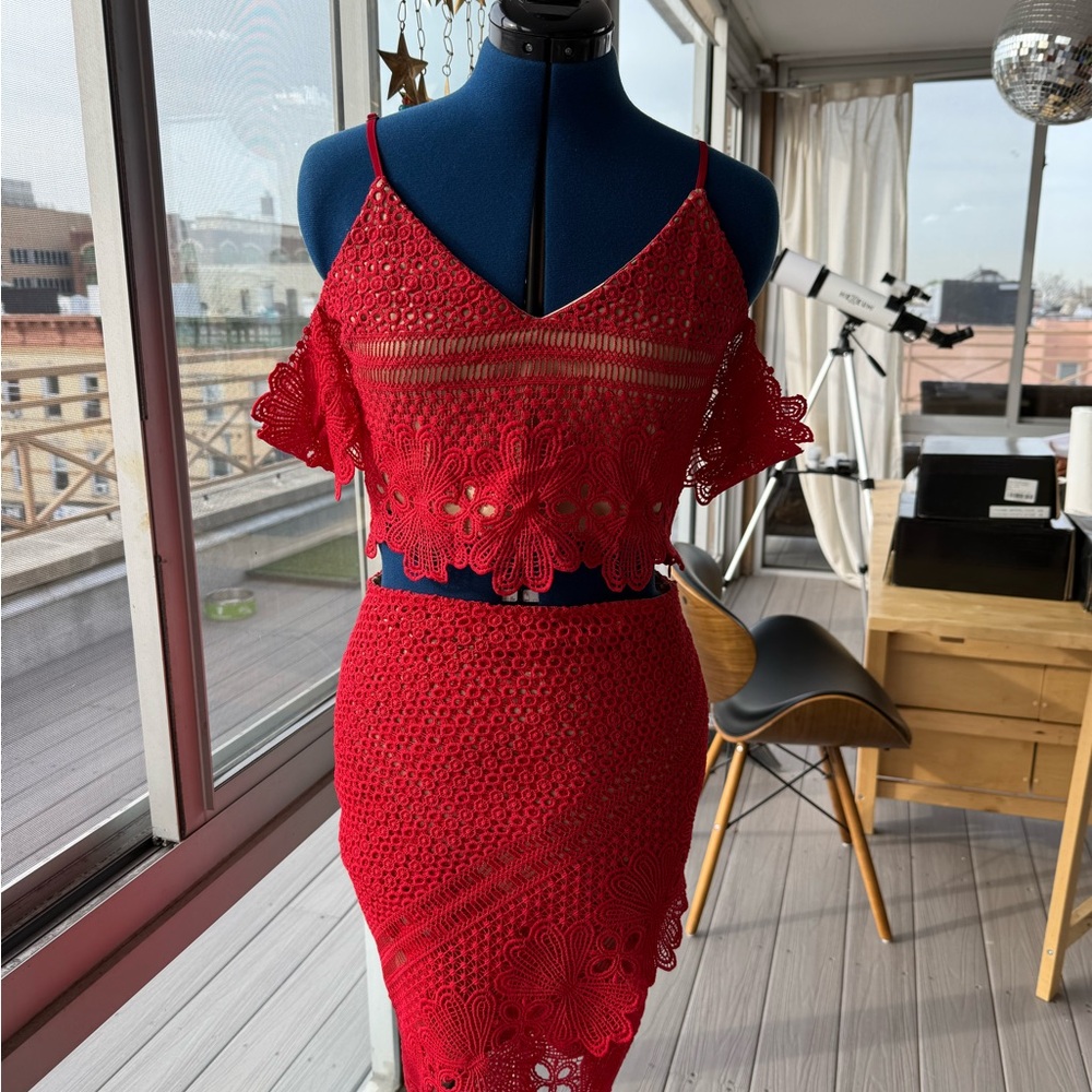 Elegant Red Lace Set